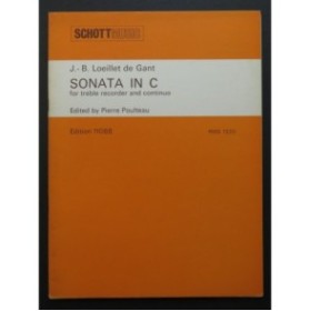 LOEILLET J. B. Sonata in C op 3 No 1 Flûte à bec Continuo 1972