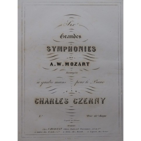 MOZART W. A. Symphonie No 1 en Mi bémol Piano 4 mains ca1845