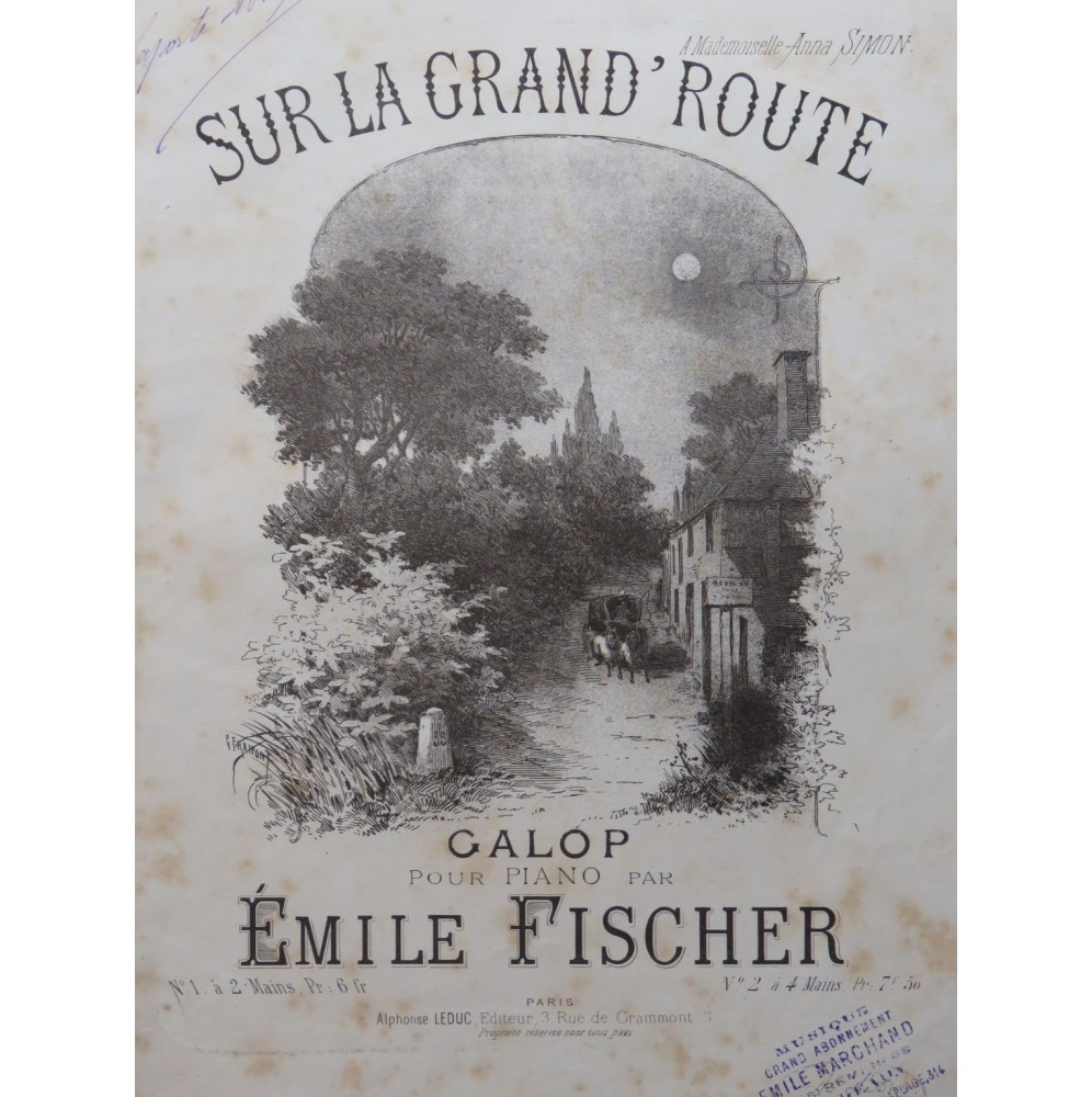 FISCHER Émile Sur la Grand' Route Galop Piano 4 mains 1882