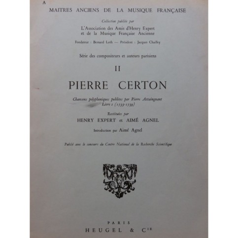 CERTON Pierre Chansons polyphoniques Chant 1967