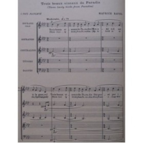 RAVEL Maurice Trois beaux Oiseaux du Paradis Chant 1916
