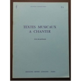 Textes Musicaux à Chanter Livre du Professeur 1981