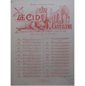 MASSENET Jules Le Cid No 14 Air de Don Diègue Piano Chant 1886