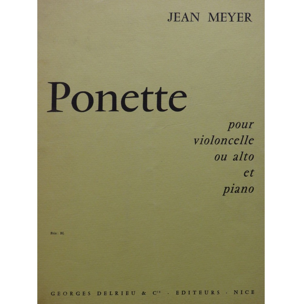 MEYER Jean Ponette Piano Violoncelle ou Alto 1967