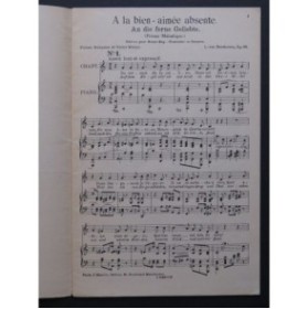BEETHOVEN A la bien-aimée absente Chant Piano ca1880