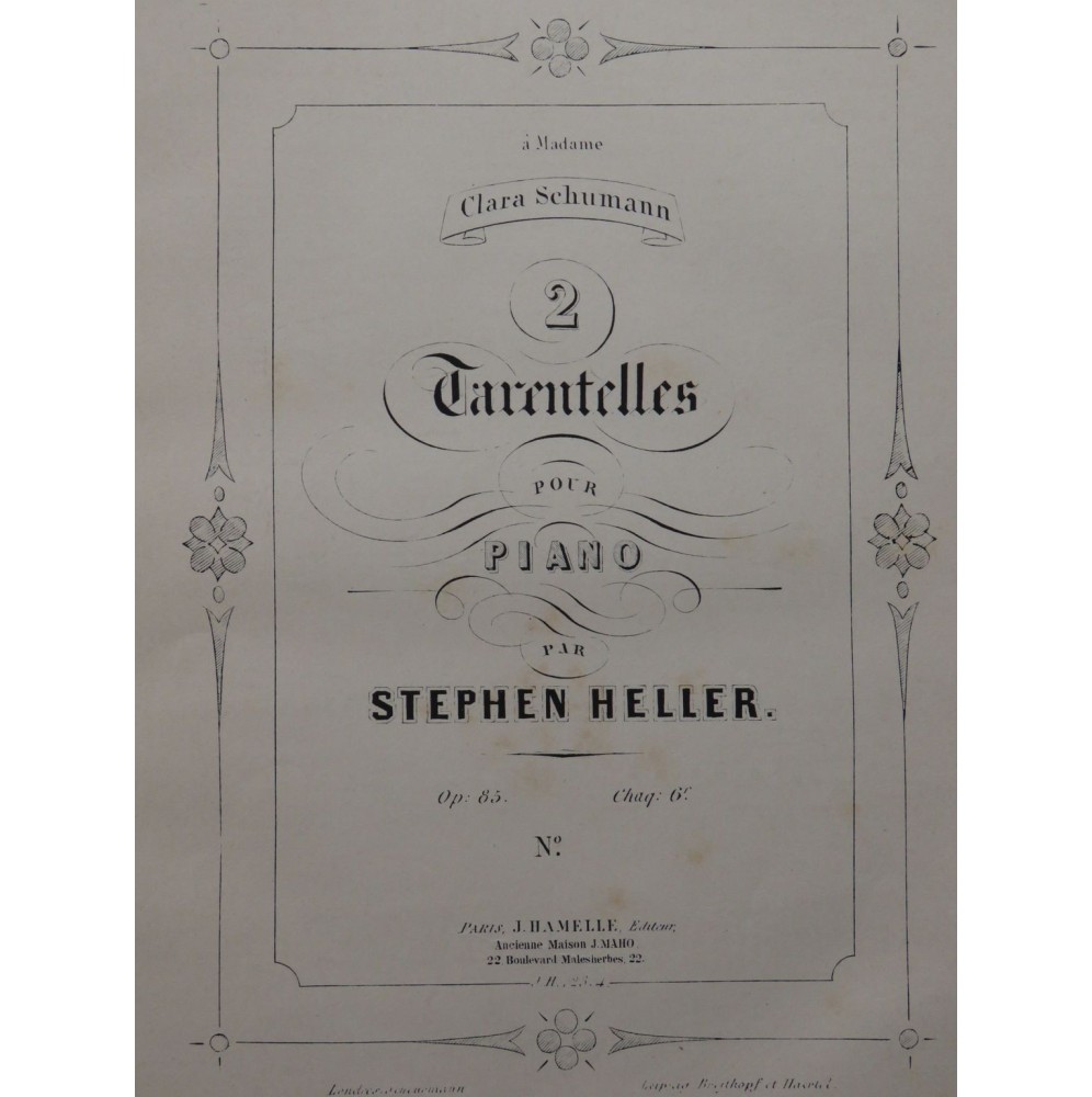 HELLER Stephen Tarentelle No 2 Piano ca1880