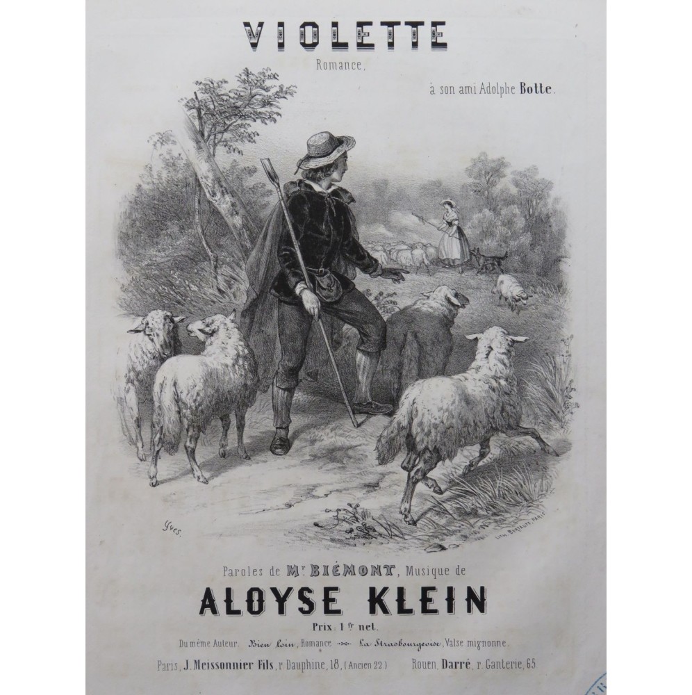 KLEIN Aloyse Violette Chant Piano ca1850