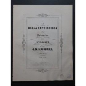 HUMMEL J. N. La Bella Capricciosa Piano ca1860
