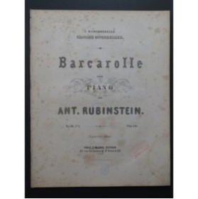 RUBINSTEIN Anton Barcarolle Piano ca1868