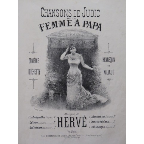 HERVÉ La Femme à Papa Chanson du Colonel Piano Chant ca1880