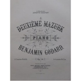 GODARD Benjamin Mazurk No 2 op 54 Piano 4 mains ca1880