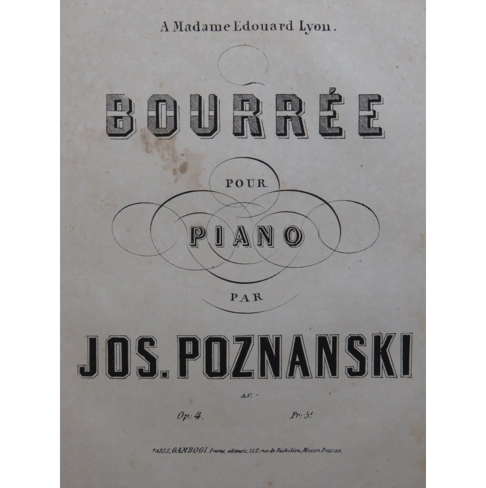 POZNANSKI Jos. Bourrée Piano 1865