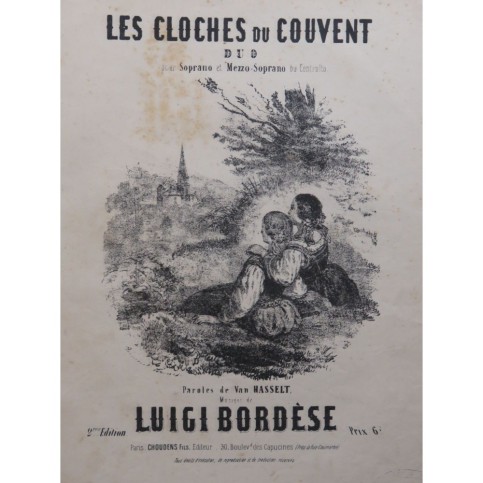 BORDÈSE Luigi Les cloches du couvent Chant Piano XIXe siècle
