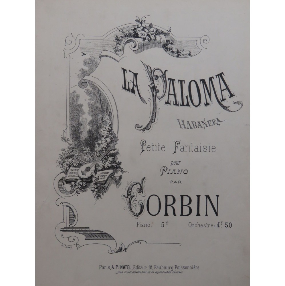CORBIN A. La Paloma Piano XIXe siècle