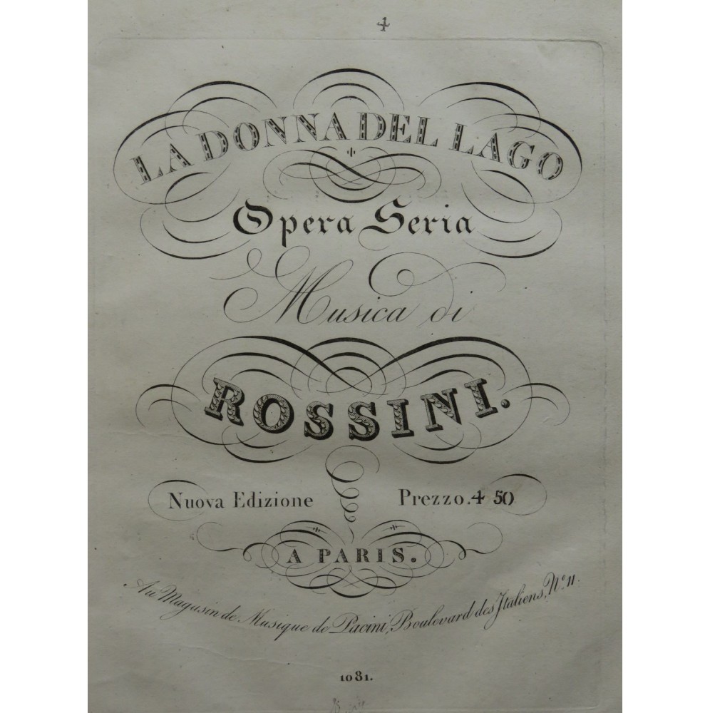 ROSSINI G. La Donna del Lago No 4 Duetto Piano Chant ca1820