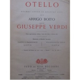 VERDI Giuseppe Otello Opéra Chant Piano