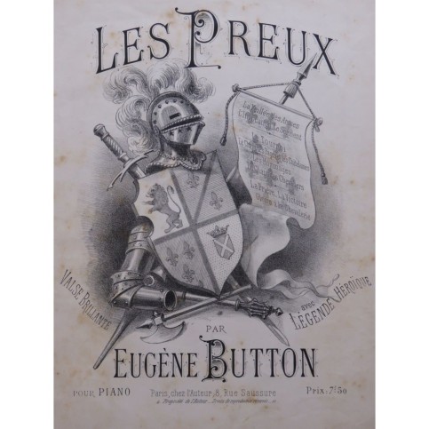 BUTTON Eugène Les Preux Piano XIXe