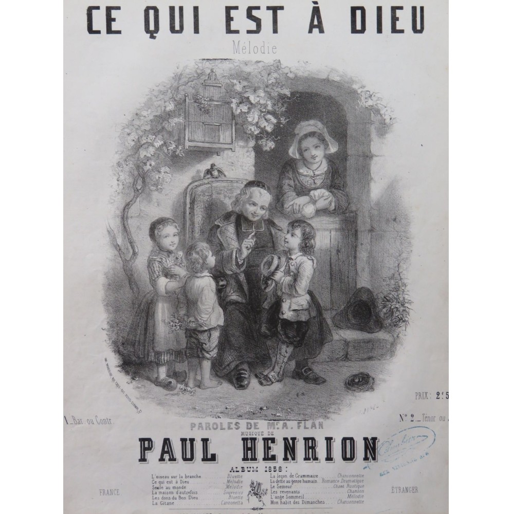 HENRION Paul Ce qui est à Dieu Chant Piano 1858