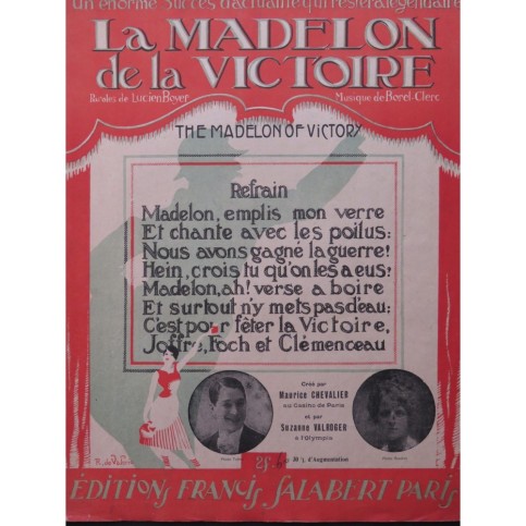 BOREL-CLERC Ch. La Madelon de la Victoire Chant Piano 1918