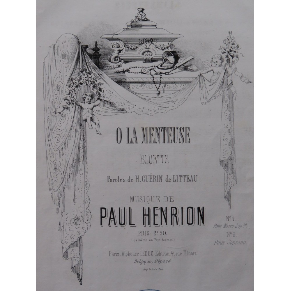 HENRION Paul O La Menteuse Chant Piano ca1864