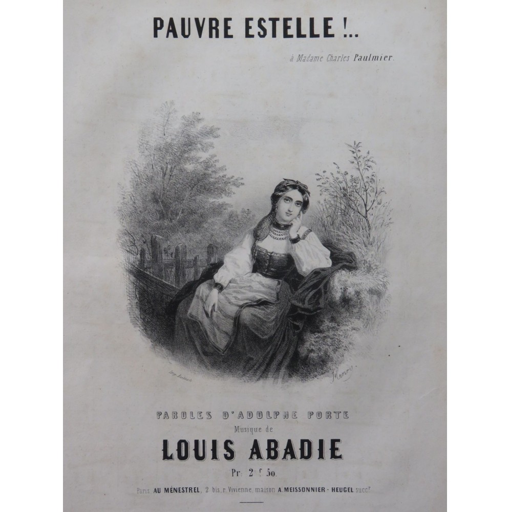 ABADIE Louis Pauvre Estelle ! Chant Piano ca1850