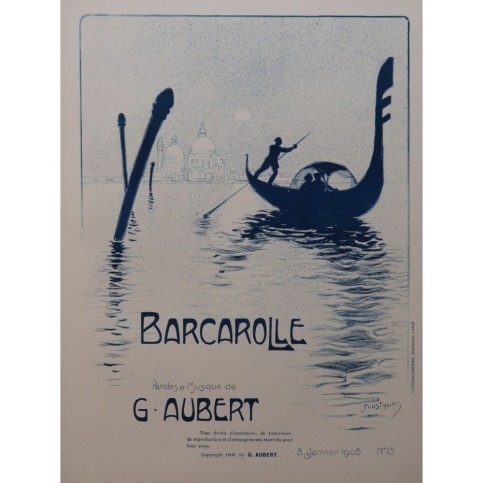 AUBERT Gaston Barcarolle Pousthomis Chant Piano 1908