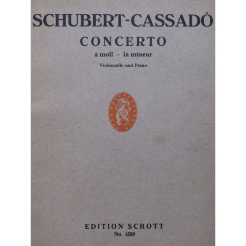 SCHUBERT Franz Concerto A moll Violoncelle Piano 1930