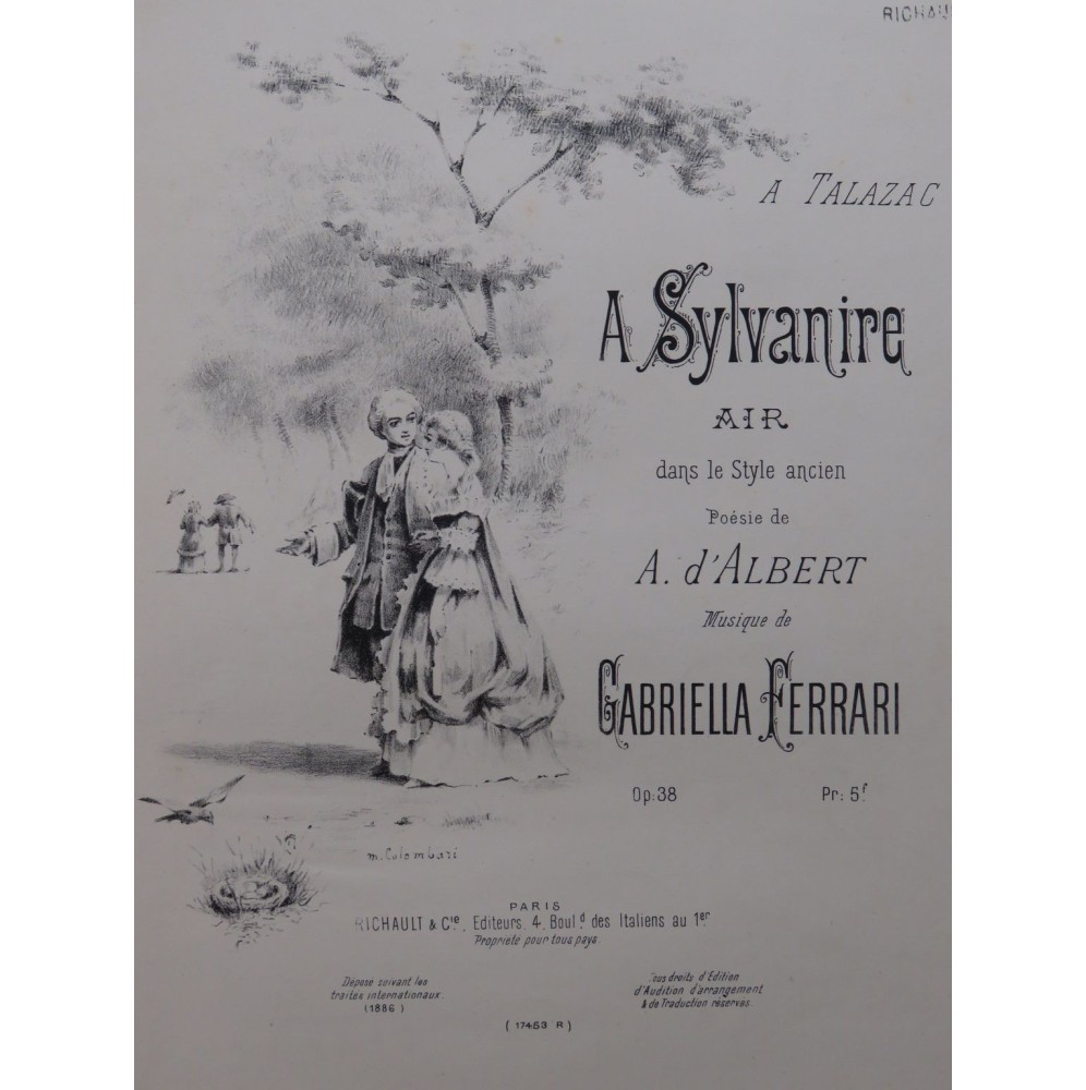 FERRARI Gabriella A Sylvanire Chant Piano 1886