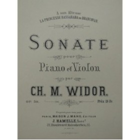 WIDOR Ch. M. Sonate Op. 50 Violon Piano ca1880