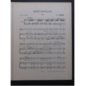 AUBERT Gaston Barcarolle No 3 Pousthomis Chant Piano 1909