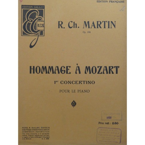 MARTIN R. Ch. Hommage à Mozart 1er Concertino Piano