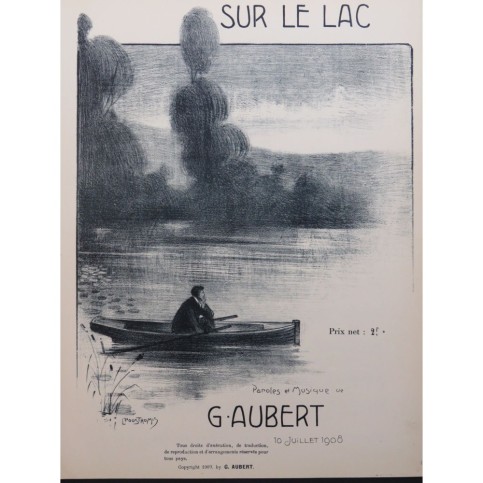 AUBERT Gaston Sur le Lac Pousthomis Chant Piano 1909