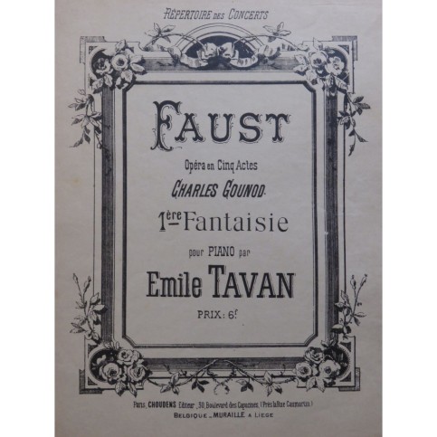 TAVAN Emile Faust Fantaisie No 1 Piano