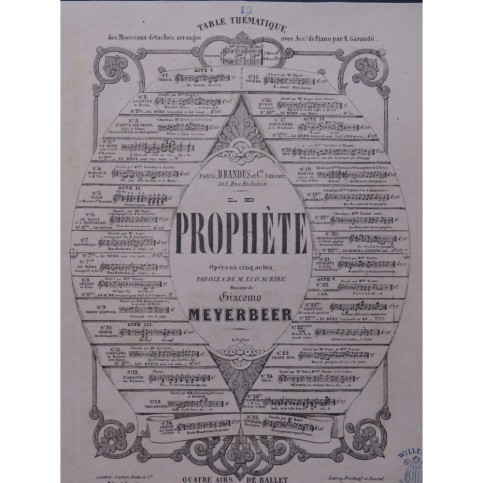 MEYERBEER G. Le Prophète No 18 Chant Piano ca1849