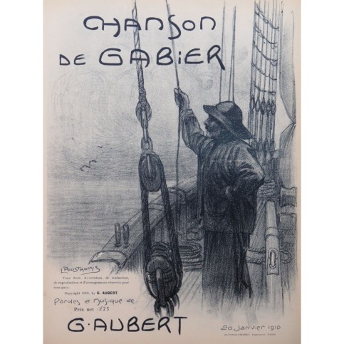 AUBERT Gaston Chanson de Gabier Pousthomis Chant Piano 1910