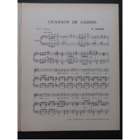 AUBERT Gaston Chanson de Gabier Pousthomis Chant Piano 1910
