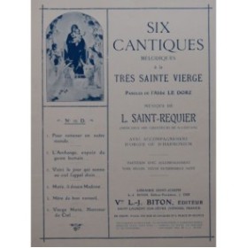 SAINT-REQUIER L. Six Cantiques Chant Orgue ou Harmonium 1913