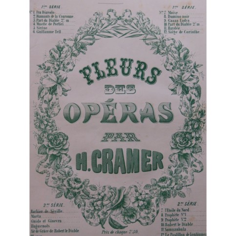 CRAMER Henri Mélange sur le Barbier de Séville Piano ca1860