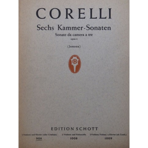 CORELLI Arcangelo Sechs Kammer-Sonaten Piano 2 Violons