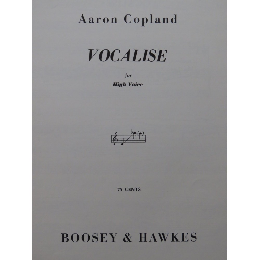 COPLAND Aaron Vocalise Chant Piano 1957