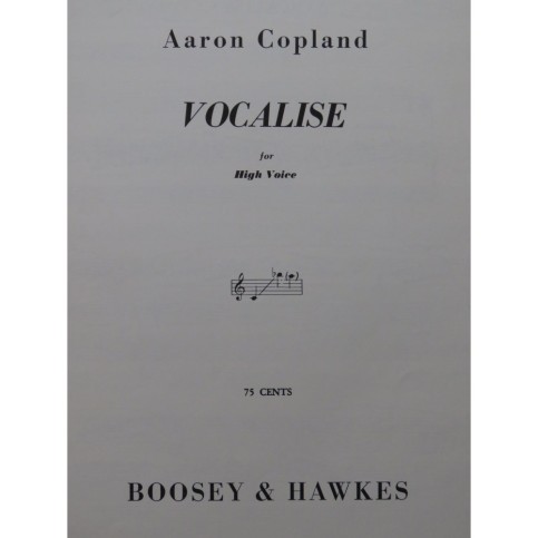 COPLAND Aaron Vocalise Chant Piano 1957