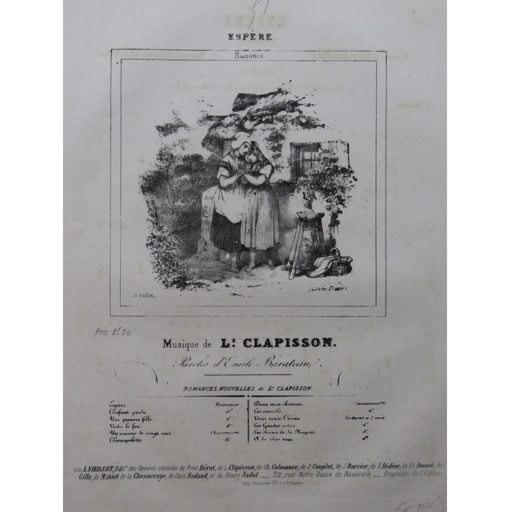 CLAPISSON Louis Espère Chant Piano ca1840