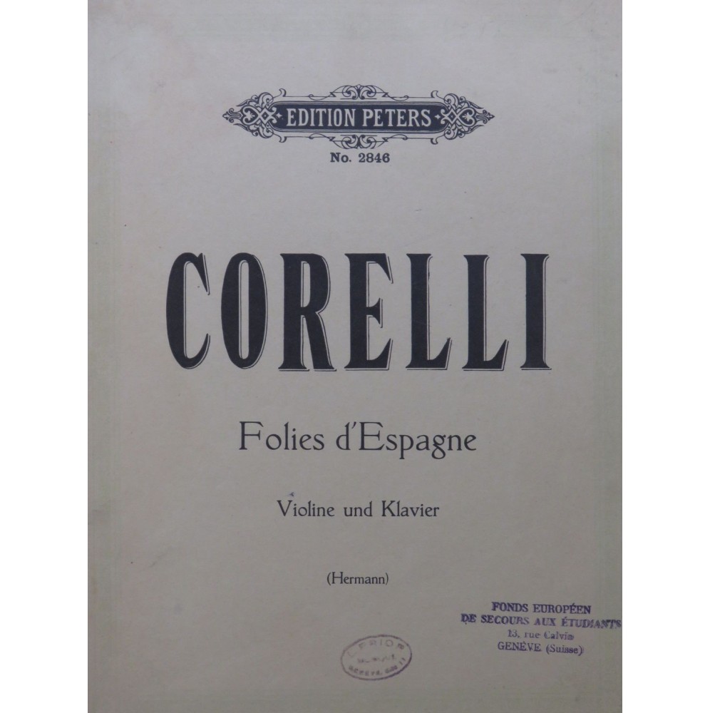 CORELLI Arcangelo Folies d'Espagne Violon Piano