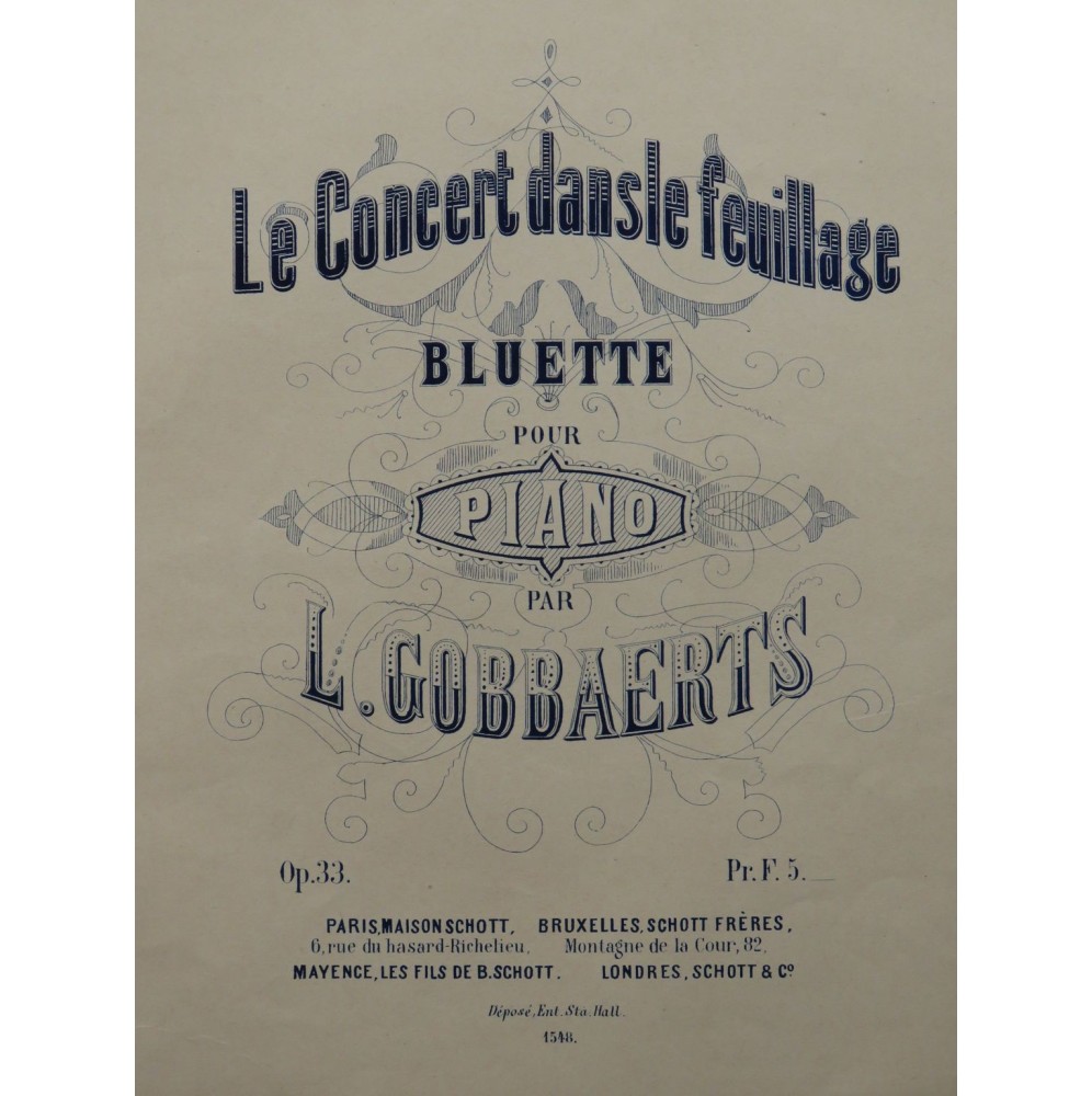 GOBBAERTS Louis Le Concert dans le feuillage Piano ca1875