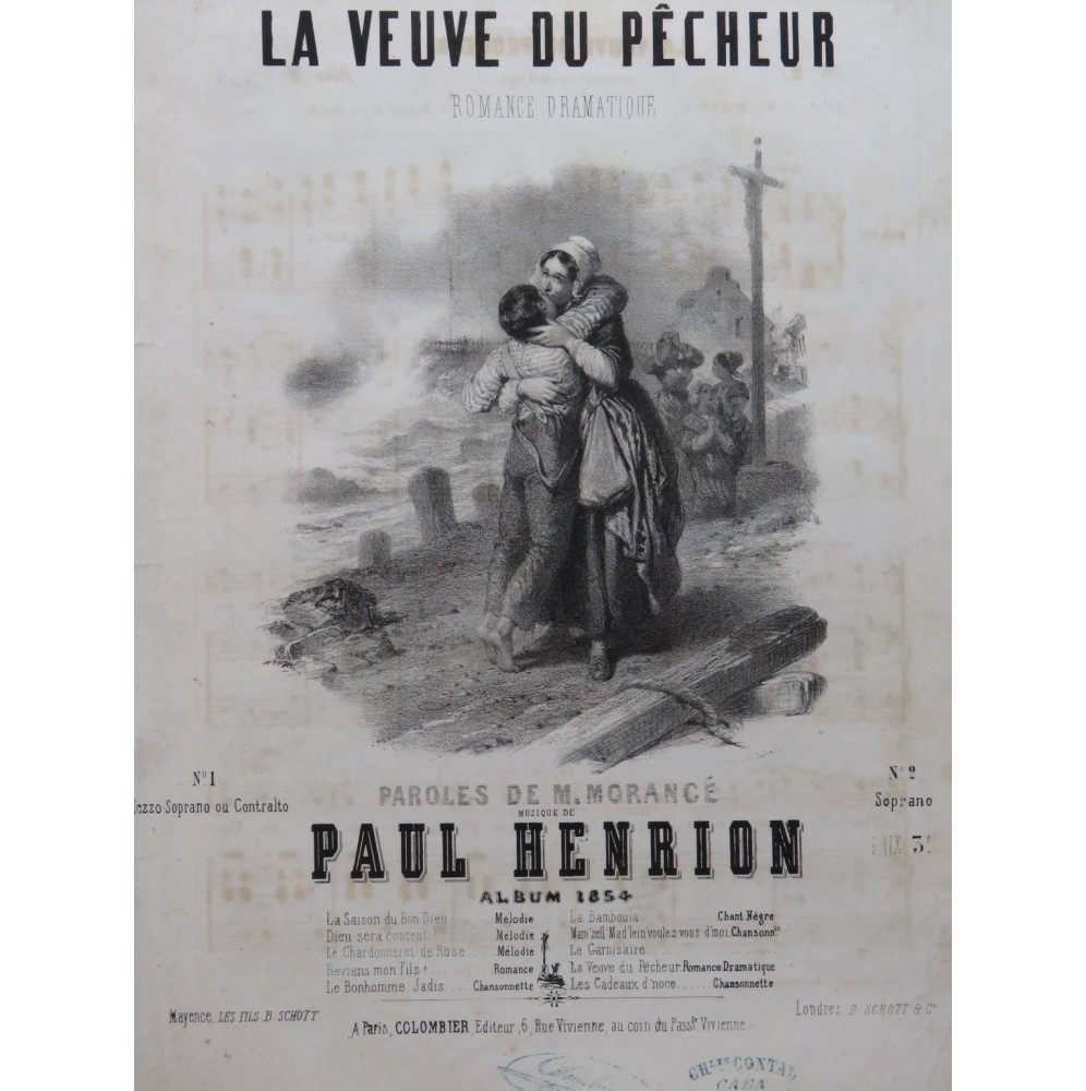 HENRION Paul La Veuve du pêcheur Chant Piano 1854