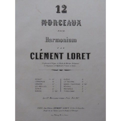 LORET Clément Pastorale Pièce pour Harmonium XIXe