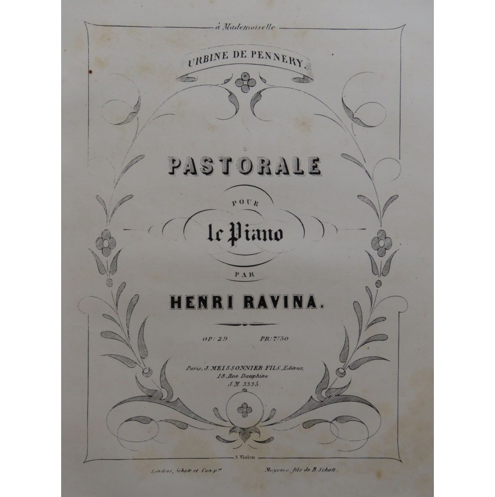 RAVINA Henri Pastorale Piano ca1855
