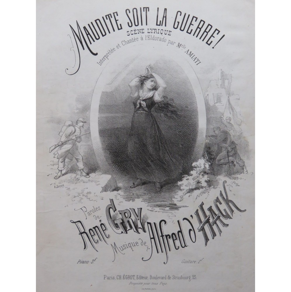 D'HACK Alfred Maudite soit la guerre Chant Piano ca1870