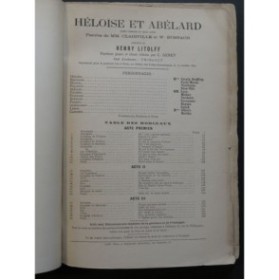 LITOLFF Henry Héloïse et Abélard Opéra Chant Piano 1872