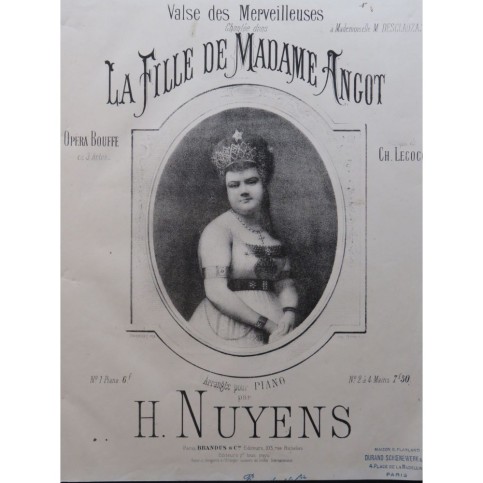 NUYENS H. La Fille de Madame Angot Valse des Merveilleuses pour Piano ca1874